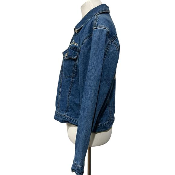 Longaberger Homestead Jean Denim Jacket Embroidered Floral Basket Women’s Sz M - Picture 5 of 8